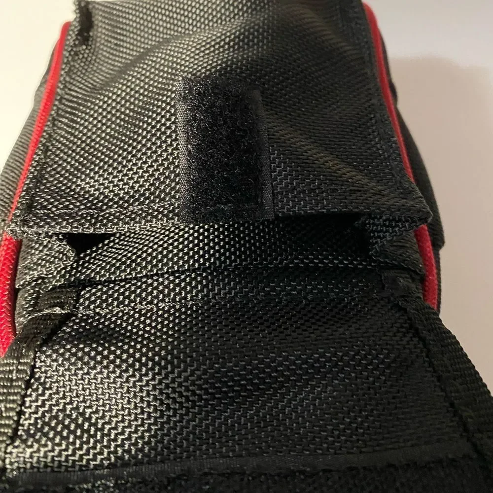Husky Small Tool Pouch Belt Clip Utility Bag Black & Red Padded Work Case